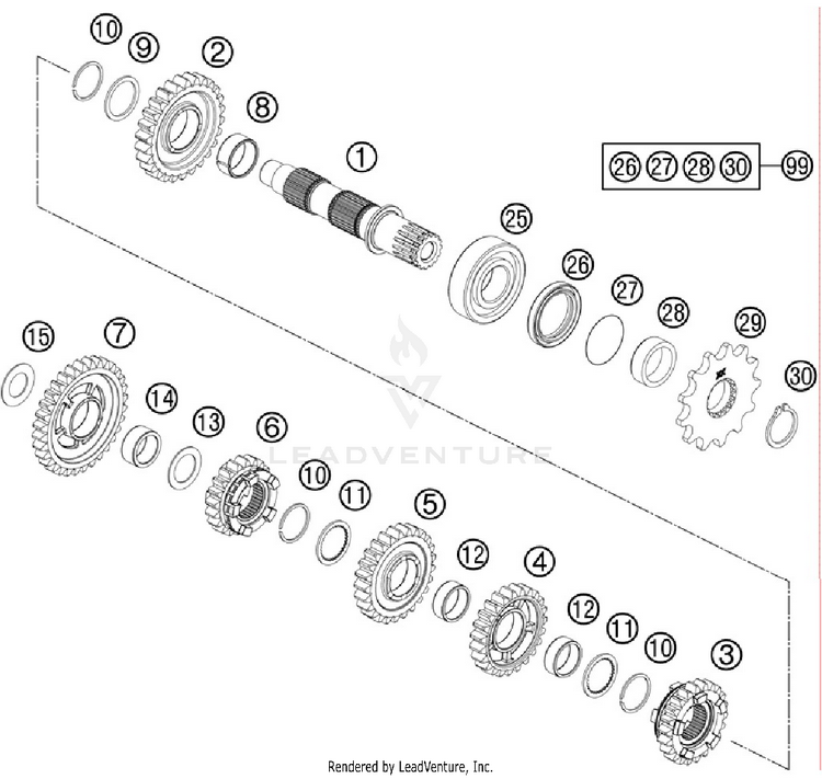 Transmission Ii - Countershaft 250 XC Engine - 2012 Schematic
