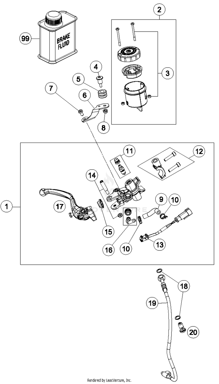 Hand Brake Cylinder 1290 SUPERDUKE R ORANGE Chassis - 2015 Schematic
