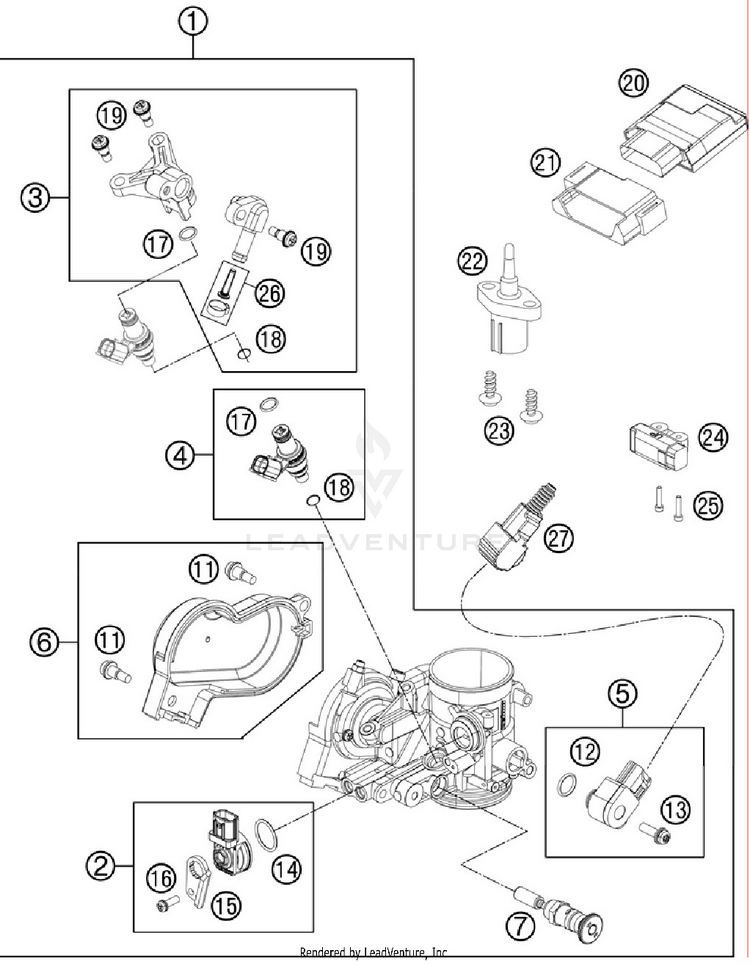 Throttle Body 500 EXC Engine - 2012 Schematic
