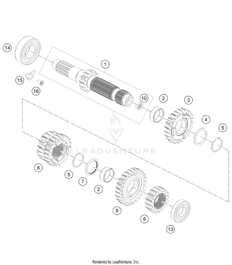 Transmission I - Main Shaft 300 XC-W Factory Edition ENGINE - 2025 Schematic