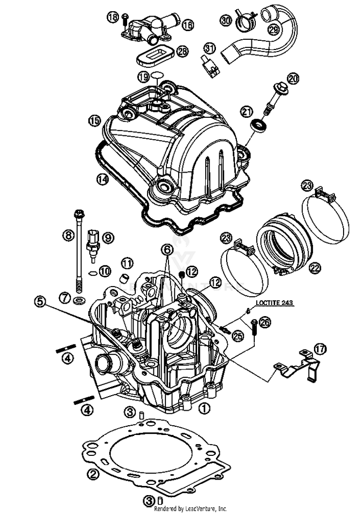 Cylinder Head 690 LC4 Engine - 2007 Schematic