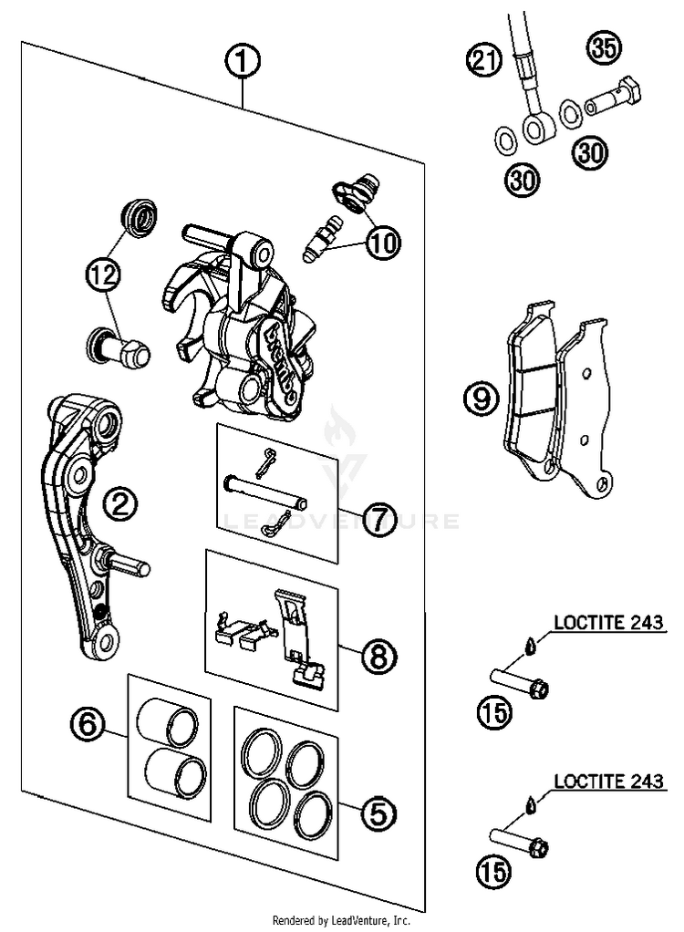Brake Caliper Front 150 XC USA Chassis - 2013 Schematic
