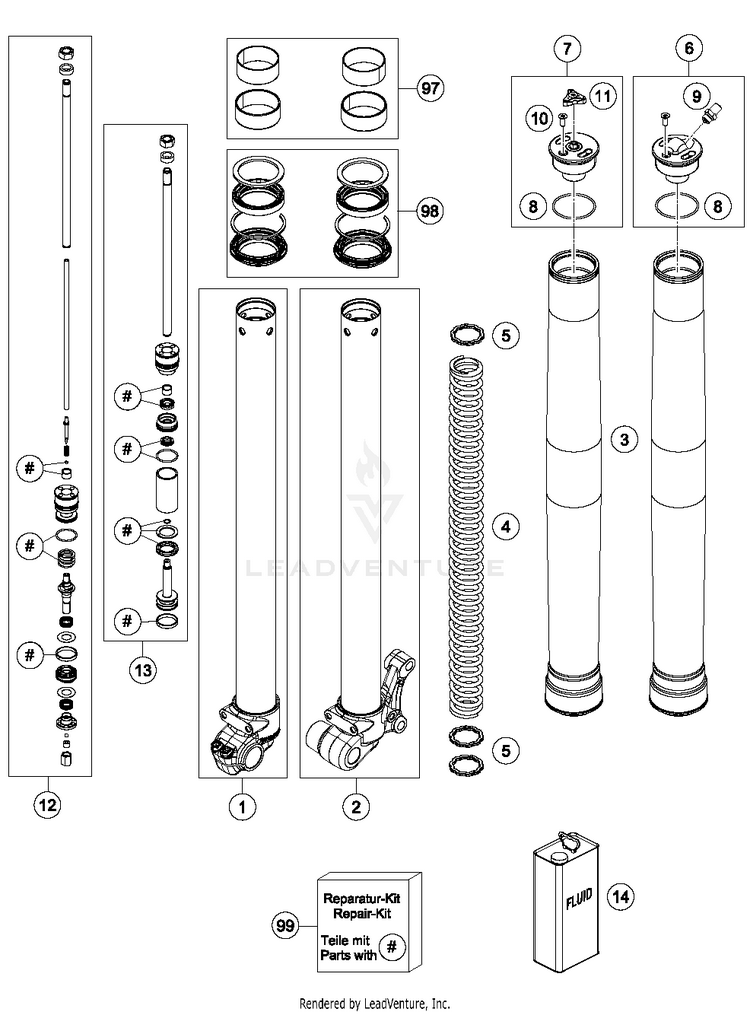Front Fork Disassembled 65 SX MINI CHASSIS - 2018 Schematic
