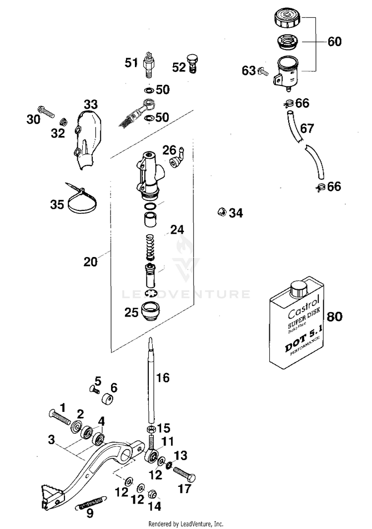 Rear Brake Control 620 RXC-E Chassis - 1997 Schematic