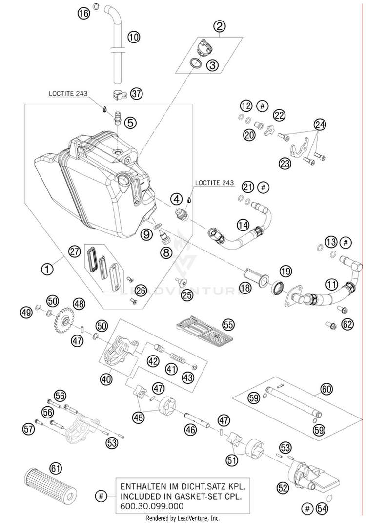 Lubricating System 990 Supermoto T Engine - 2010 Schematic