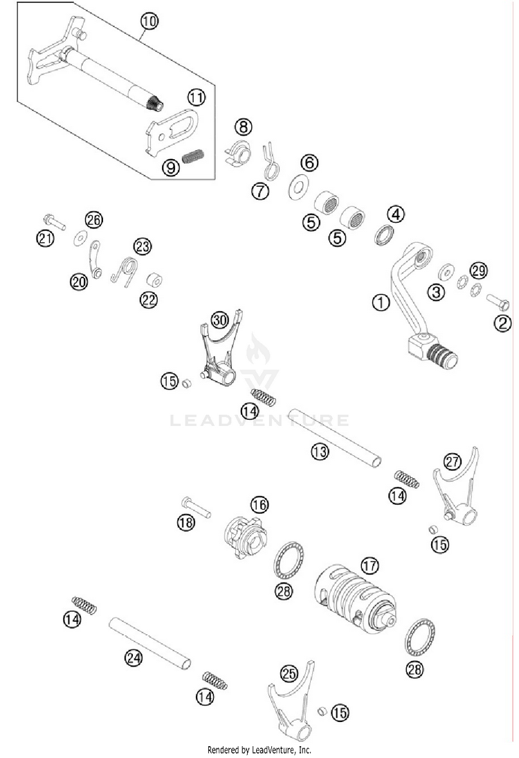 Shifting Mechanism 500 EXC Engine - 2012 Schematic