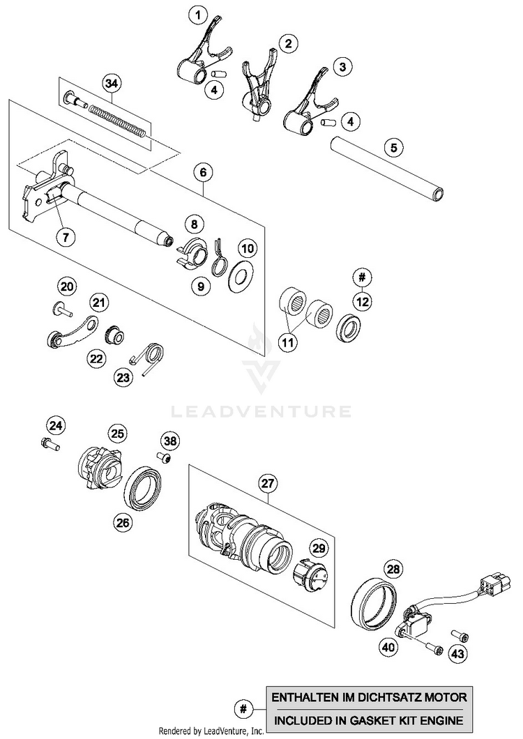 Shifting Mechanism 690 DUKE ORANGE ENGINE - 2017 Schematic