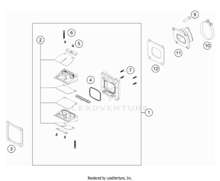 Reed Valve Case 250 XC TPI Engine - 2022 Schematic