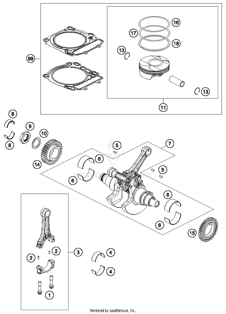 Crankshaft, Piston 1290 SUPER ADVENTURE R ENGINE - 2018 Schematic