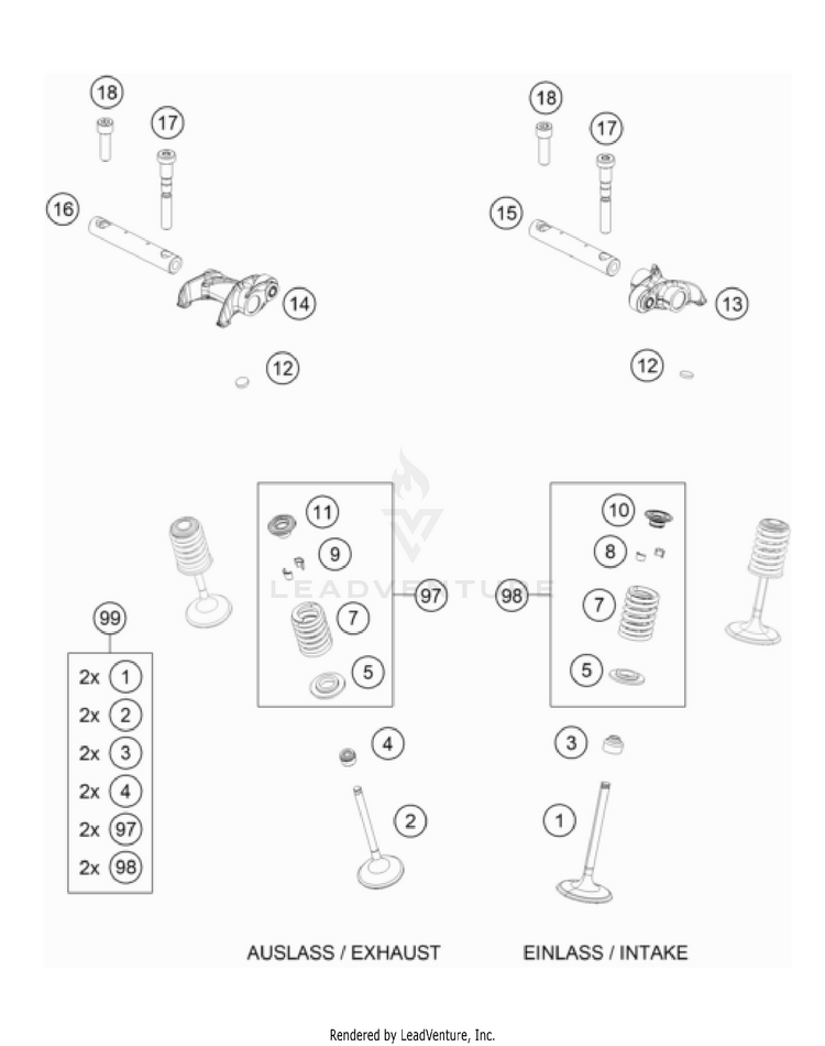 Valve Drive 500 EXC-F USA Engine - 2023 Schematic