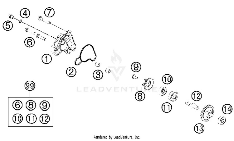 Water Pump 50 SX Mini Engine - 2013 Schematic