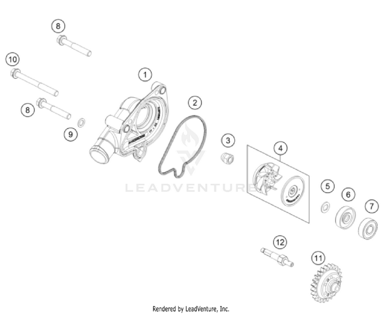 Water Pump 250 XC ENGINE - 2025 Schematic