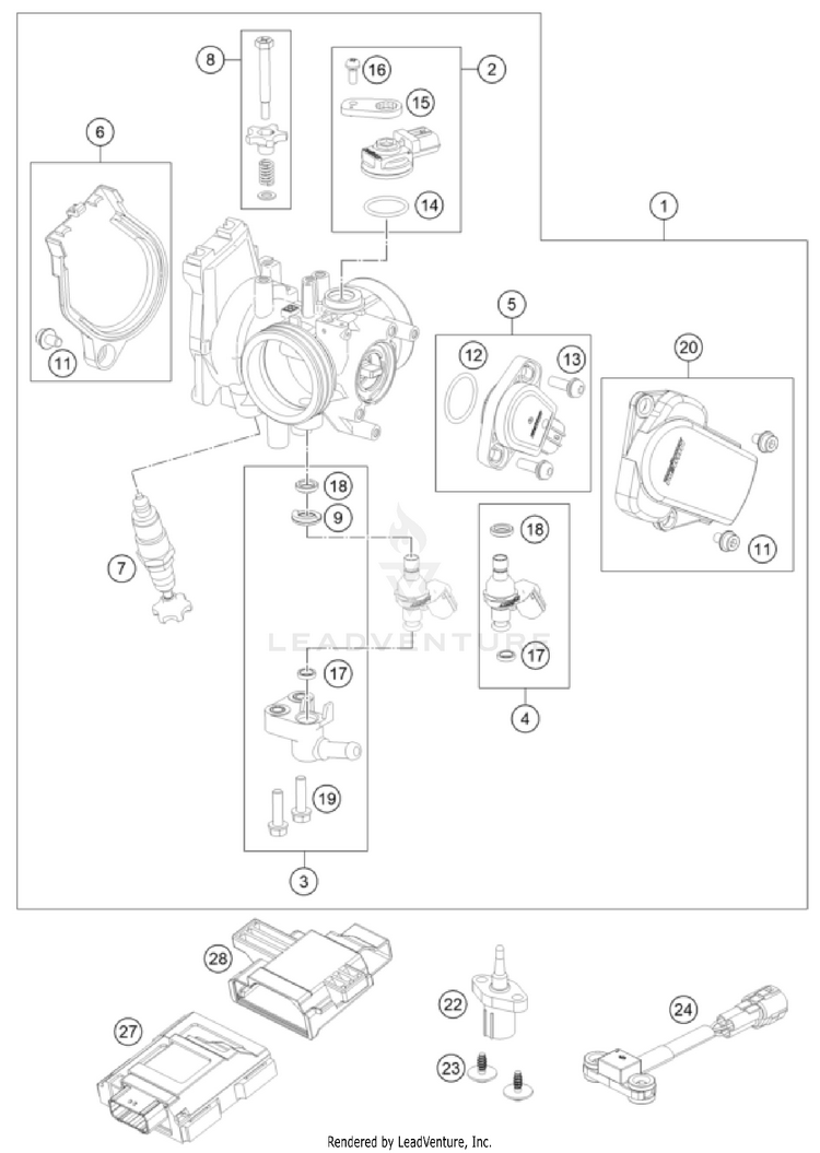 Throttle Body 350 SX-F ENGINE - 2026 Schematic