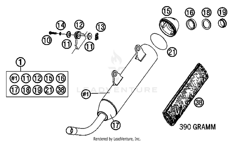 Exhaust Silencer 250 XC Chassis - 2007 Schematic