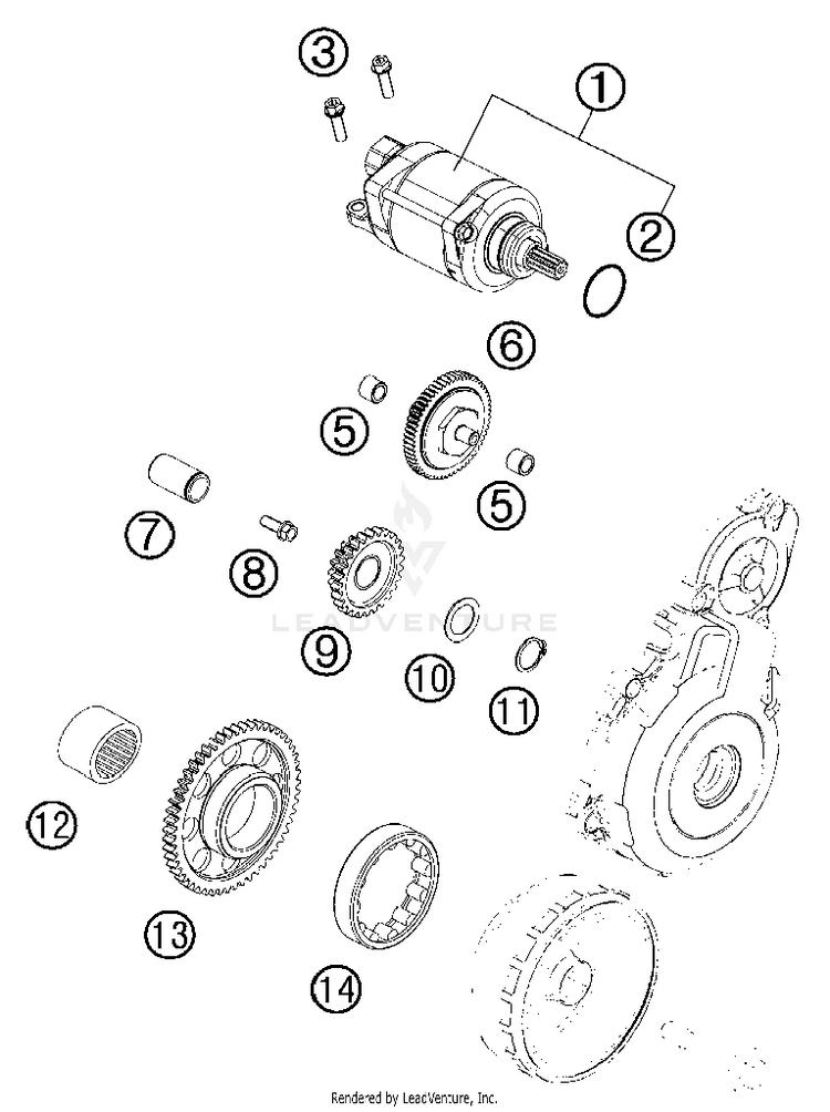 Electric Starter 350 EXC-F Engine - 2013 Schematic