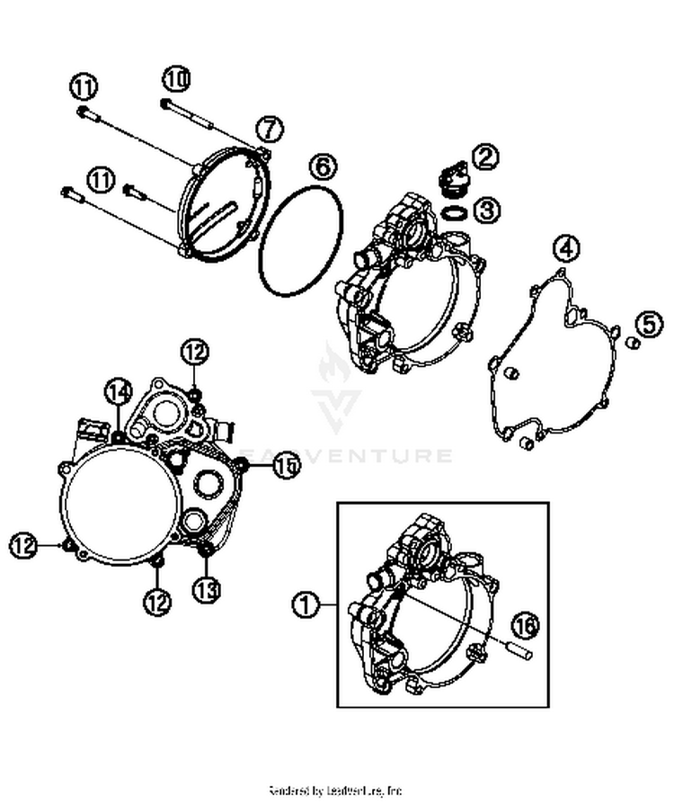Clutch Cover 50 SX MINI ENGINE - 2017 Schematic