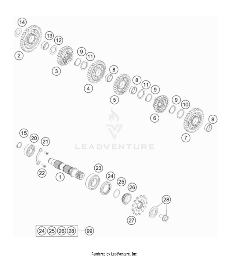 Transmission Ii - Countershaft 500 EXC-F USA Engine - 2023 Schematic