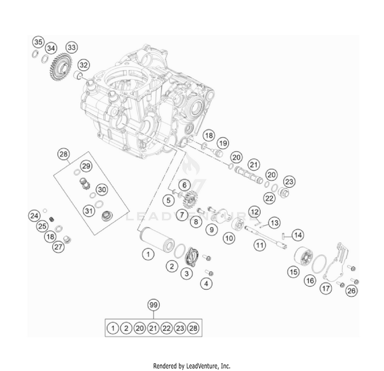 Lubricating System 500 EXC-F USA Engine - 2023 Schematic