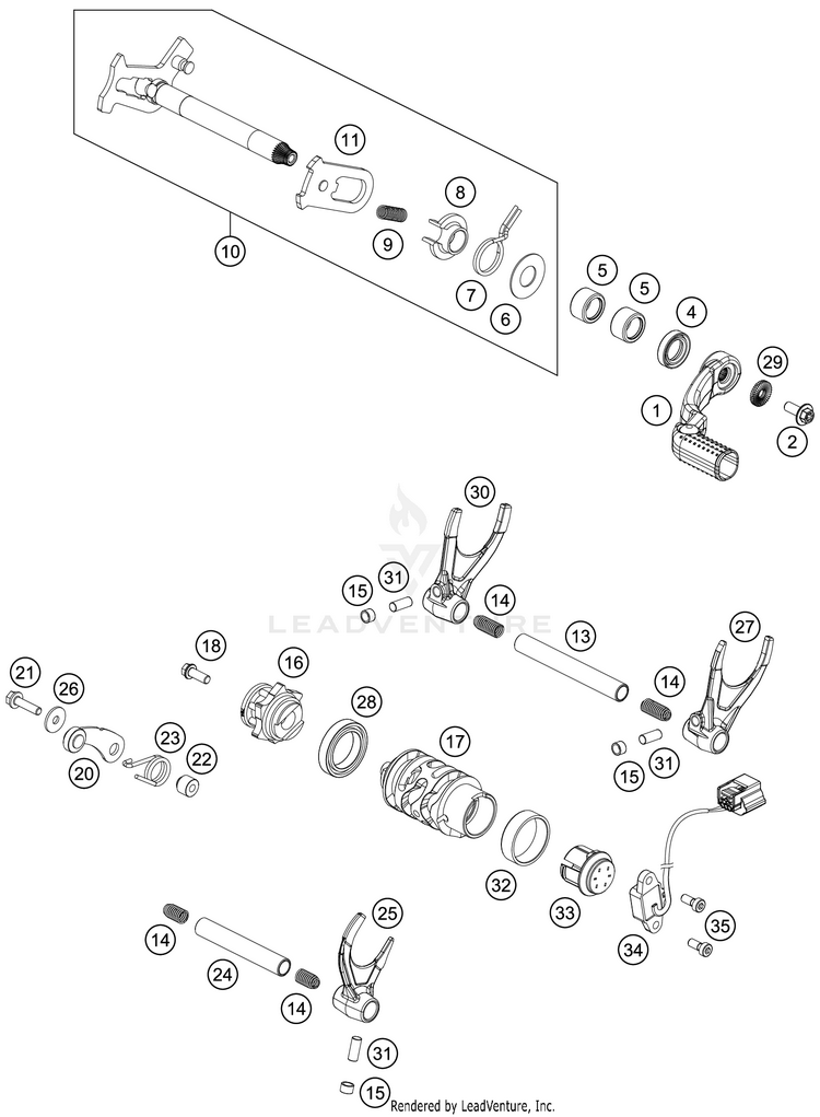 Shifting Mechanism 450 EXC-F SIX DAYS ENGINE - 2019 Schematic