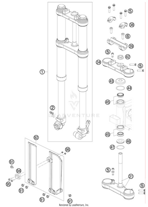 Front Fork, Triple Clamp Schematic