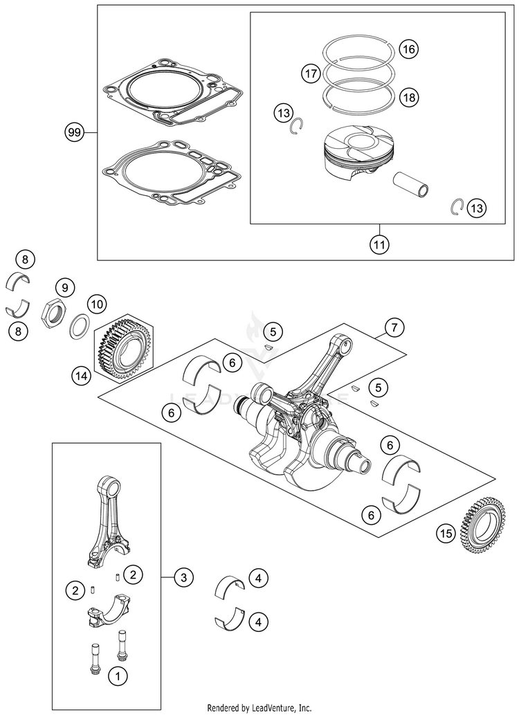 Crankshaft, Piston 1290 SUPER ADVENTURE R ENGINE - 2020 Schematic