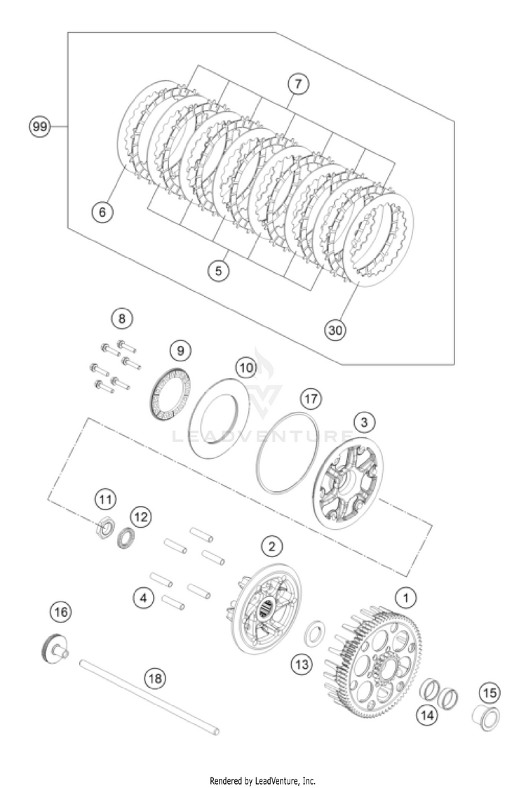 Clutch 350 SX-F Engine - 2023 Schematic