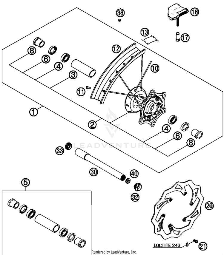 Front Wheel 505 SX-F Chassis - 2008 Schematic