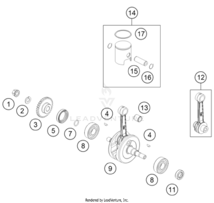 Crankshaft, Piston 50 SX FE ENGINE - 2024 Schematic