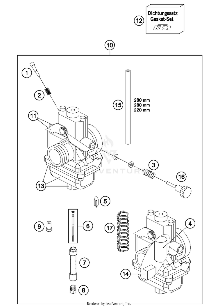 Carburetor 65 SX ENGINE - 2017 Schematic