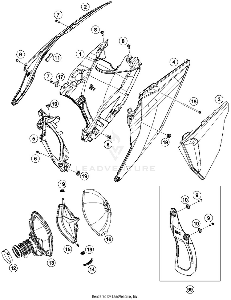 Air Filter 250 SX-F CHASSIS - 2019 Schematic