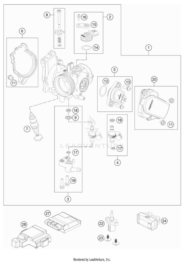 Throttle Body 250 SX-F Engine - 2022 Schematic