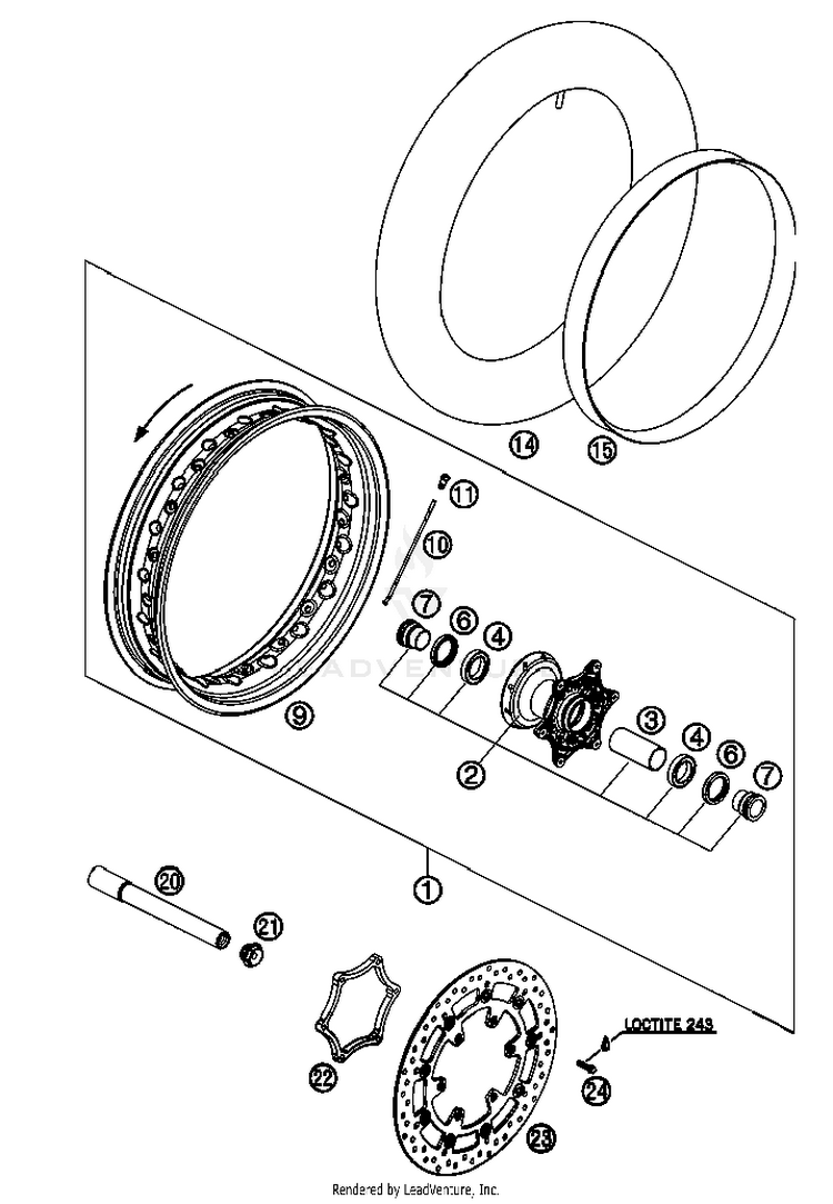 Front Wheel 690 Supermoto Black Chassis - 2007 Schematic