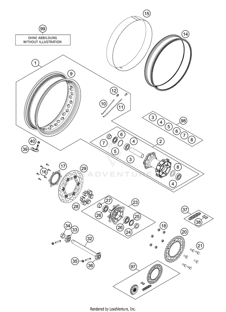Rear Wheel 1290 SUPER ADVENTURE R CHASSIS - 2019 Schematic