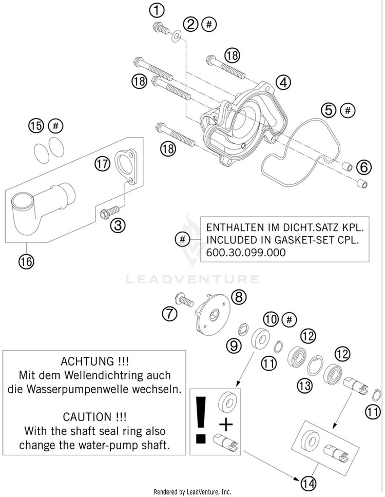 Water Pump 990 Supermoto T Engine - 2010 Schematic