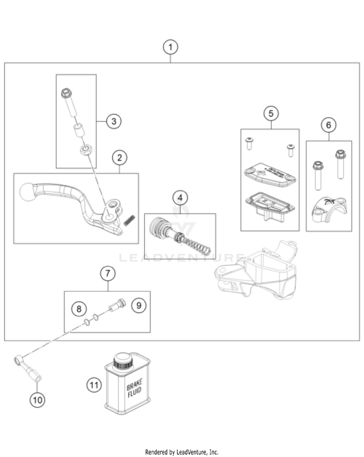 Front Brake Control 50 SX FACTORY EDITION CHASSIS - 2024 Schematic