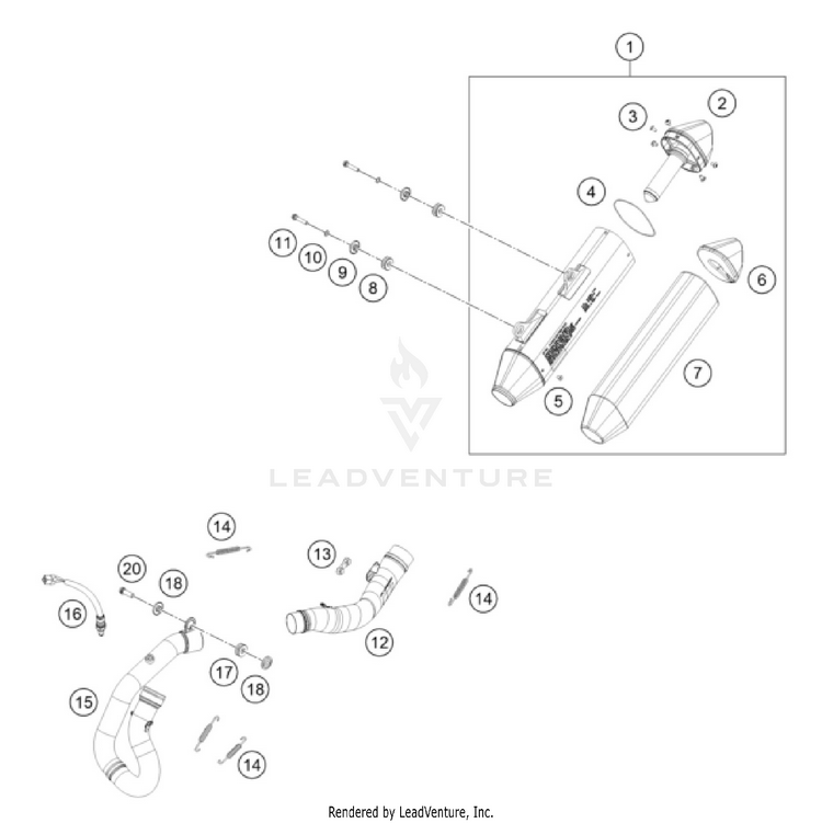 Exhaust System 500 EXC-F CHASSIS - 2026 Schematic