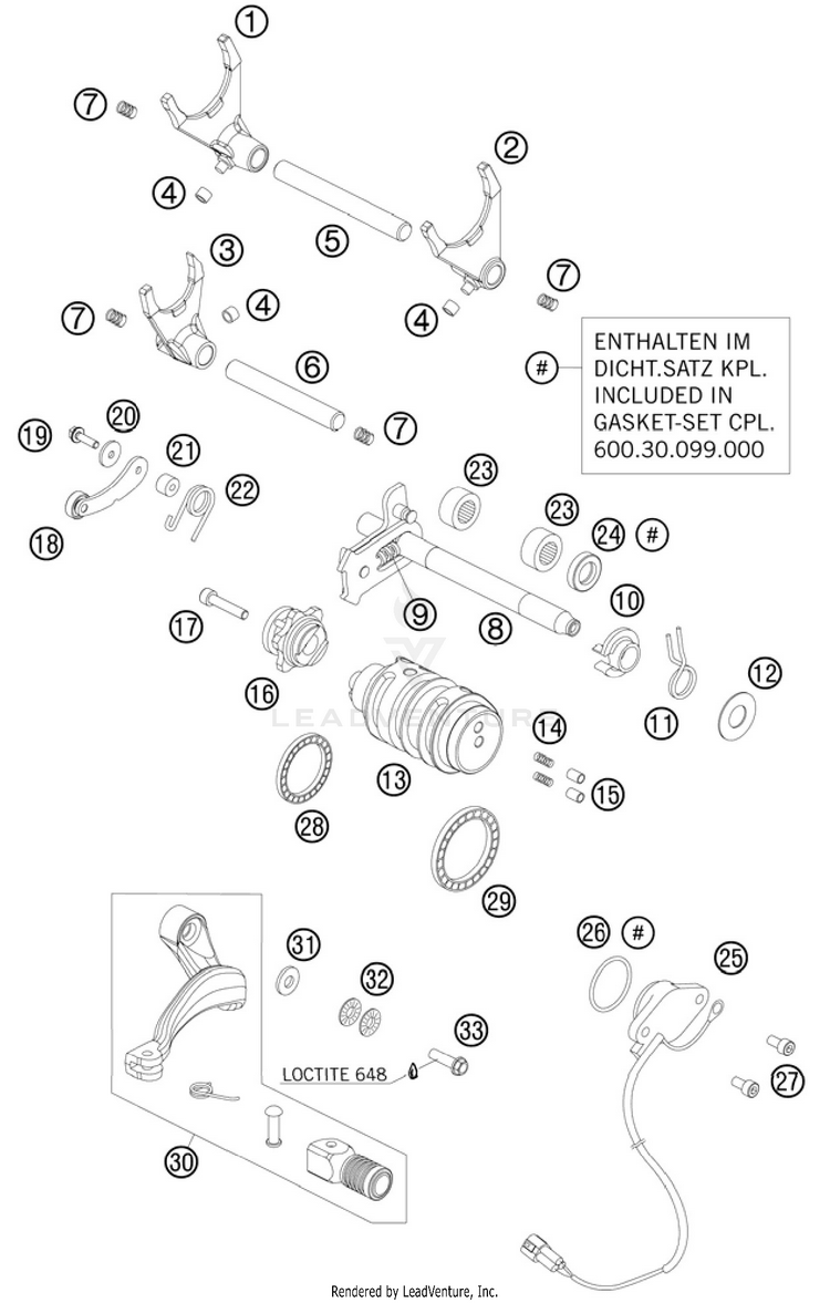 Shifting Mechanism 990 Supermoto R Engine - 2010 Schematic