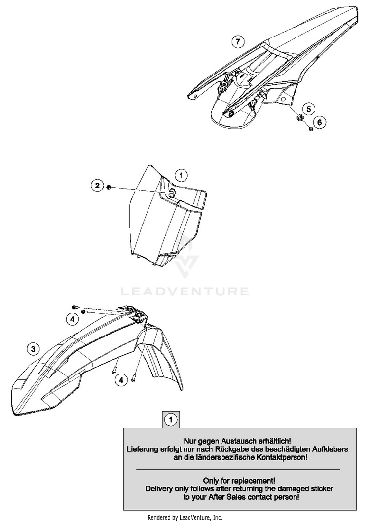 Mask, Fenders 250 SX-F FACTORY EDITION Chassis - 2016 Schematic