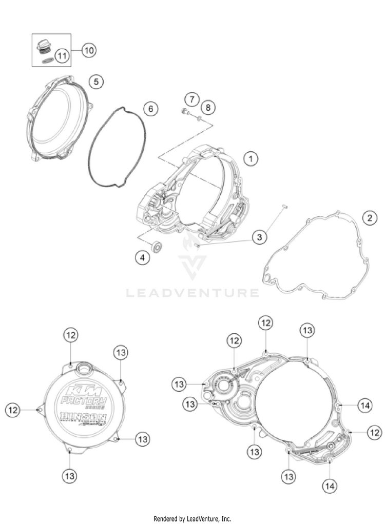 Clutch Cover 300 XC-W Factory Edition ENGINE - 2025 Schematic
