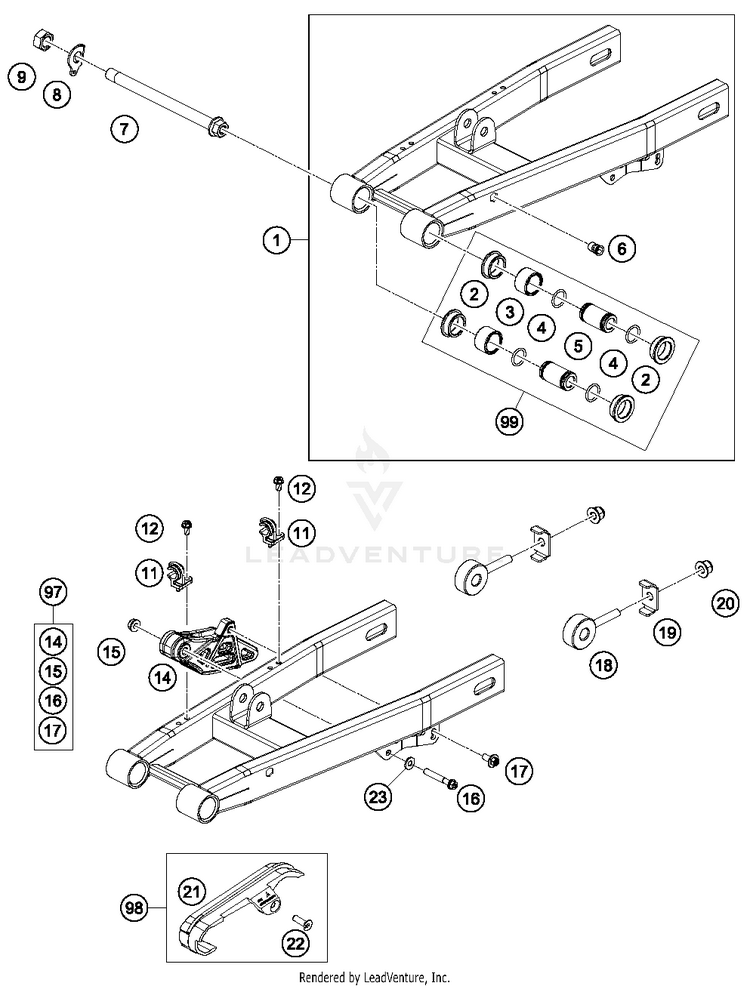Swing Arm 50 SX CHASSIS - 2017 Schematic