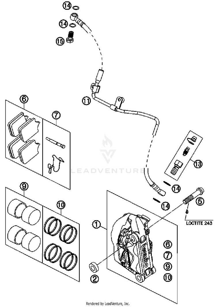 Brake Caliper Front 690 Duke Chassis - 2008 Schematic