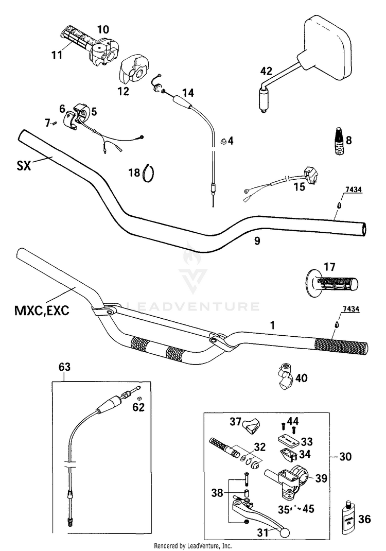 Handlebar, Controls 250 MXC Chassis - 2001 Schematic