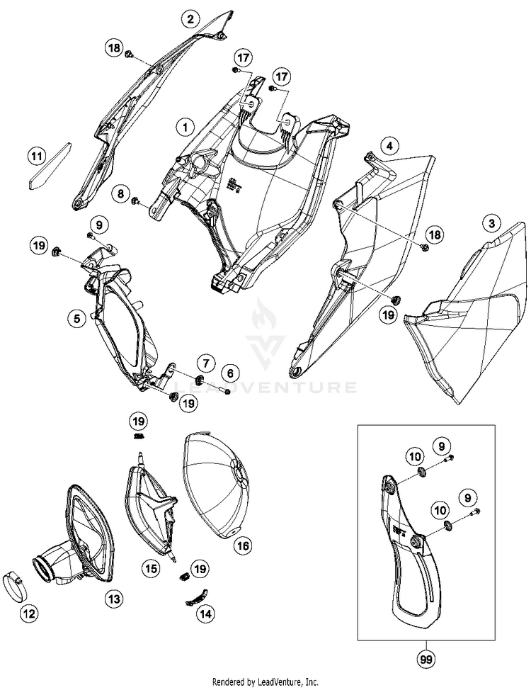 Air Filter 500 EXC-F CHASSIS - 2018 Schematic