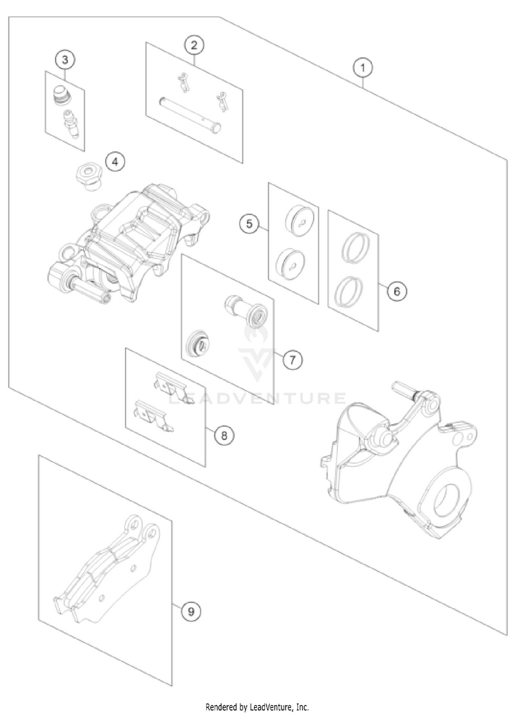 Rear Brake Caliper 1290 SUPER ADVENTURE S, orange US CHASSIS - 2022 Schematic