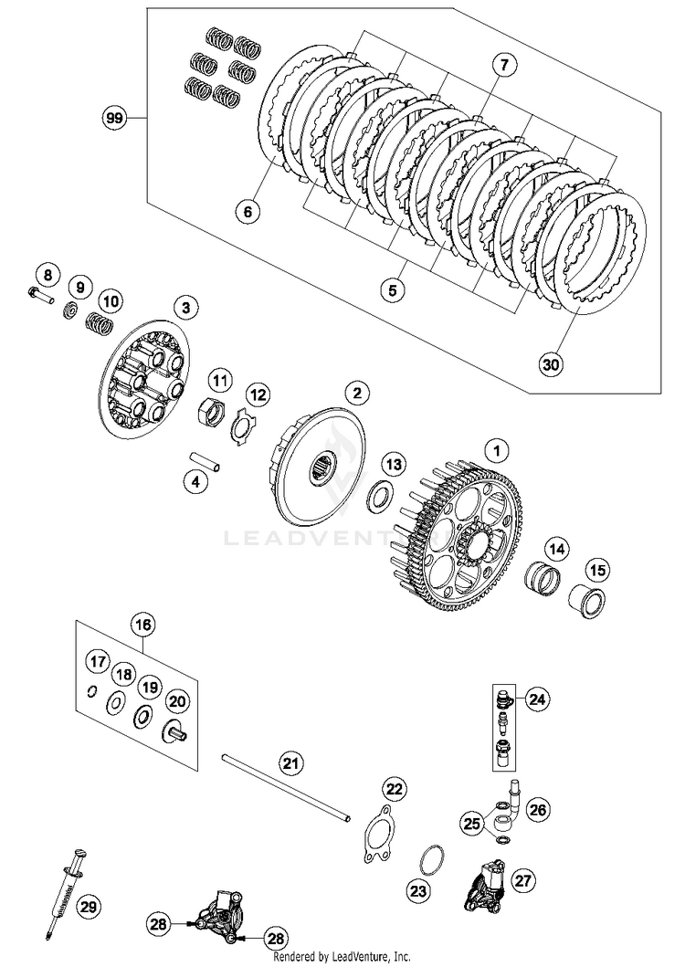 Clutch 350 SX-F ENGINE - 2018 Schematic