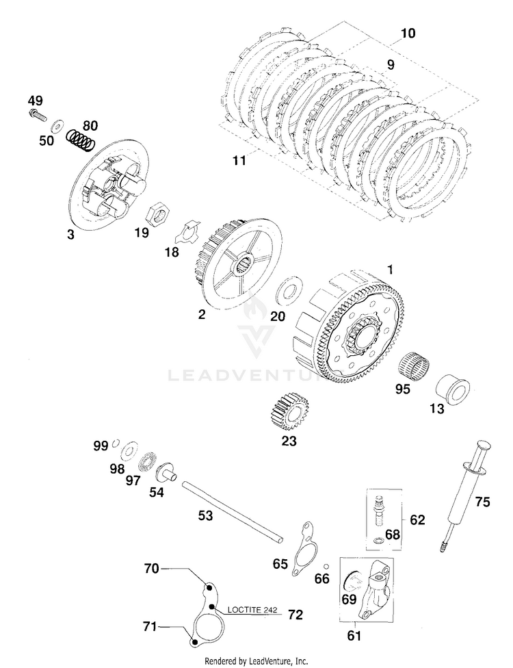Clutch 125 EXC Engine - 2000 Schematic