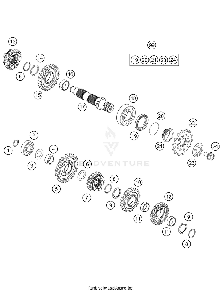 Transmission Ii - Countershaft 250 XC-W TPI Engine - 2021 Schematic