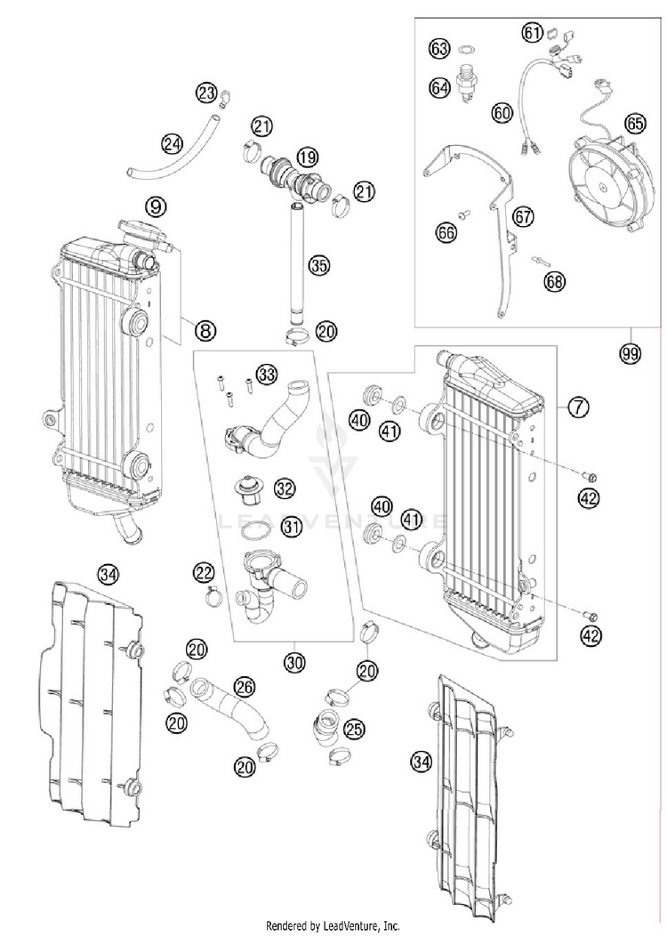 Cooling System 500 EXC Engine - 2012 Schematic