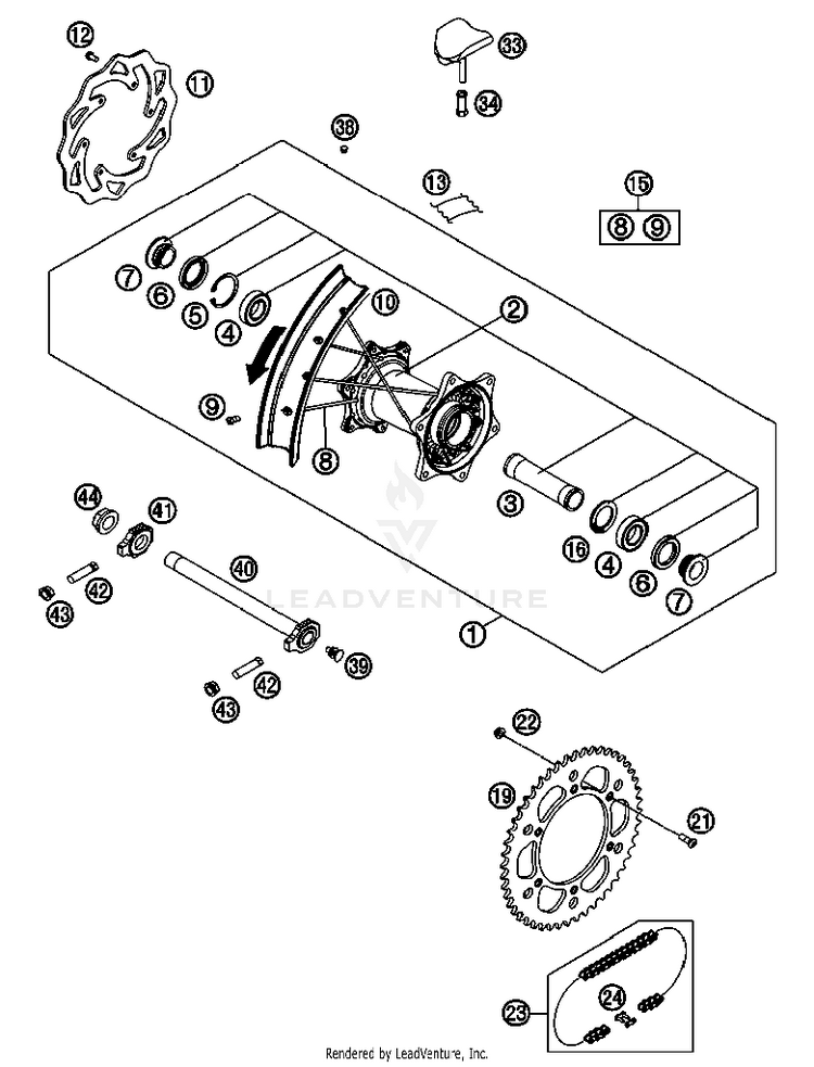 Rear Wheel 450 SX-F FACT. REPL. USA Chassis - 2012 Schematic