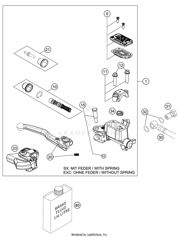 Front Brake Control 350 SX-F CHASSIS - 2020 Schematic